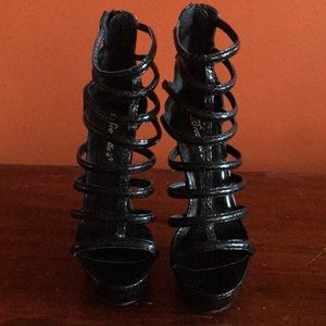 Breckelles Black Patent leather Strappy Sandals.